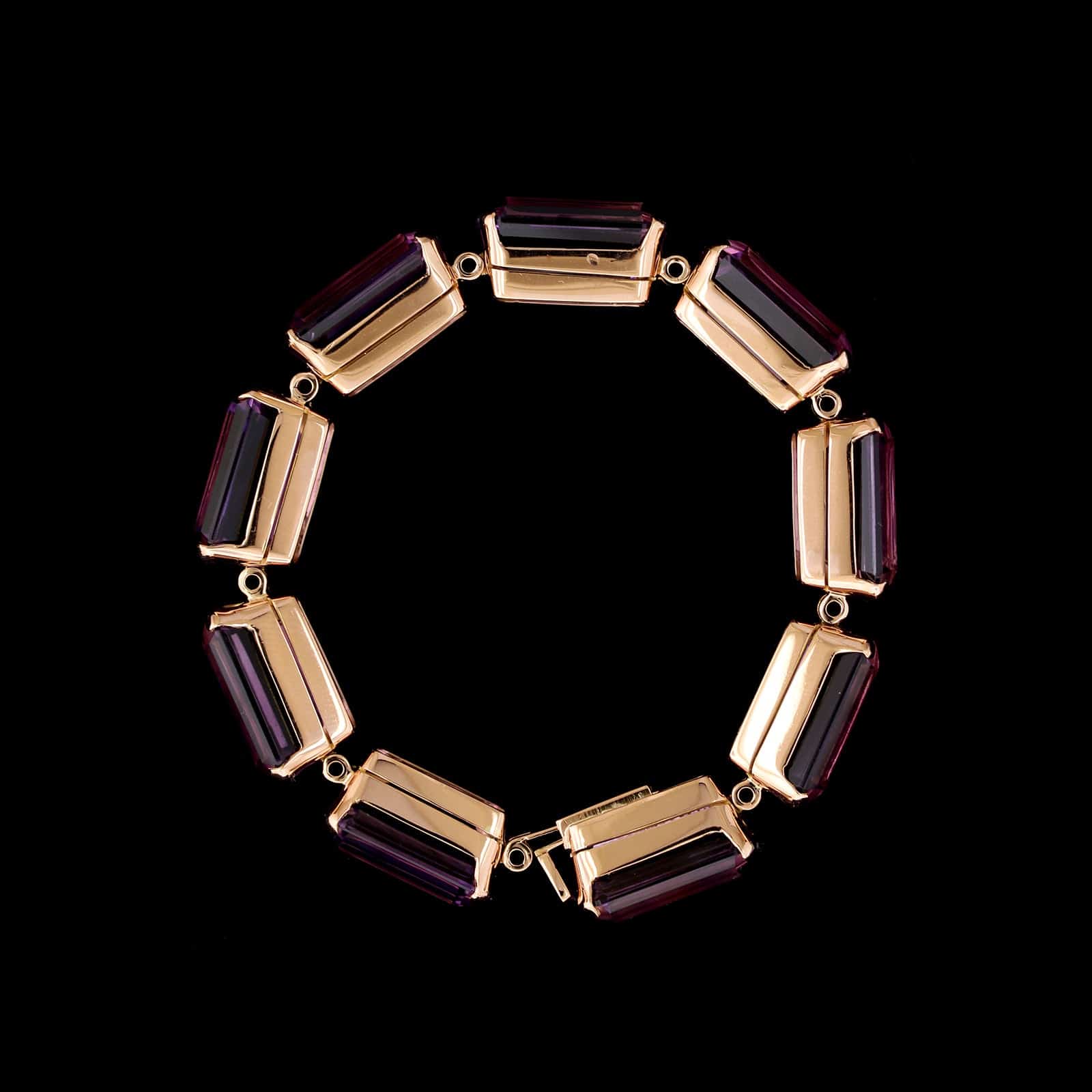 Retro 14K Rose Gold Estate Amethyst Bracelet