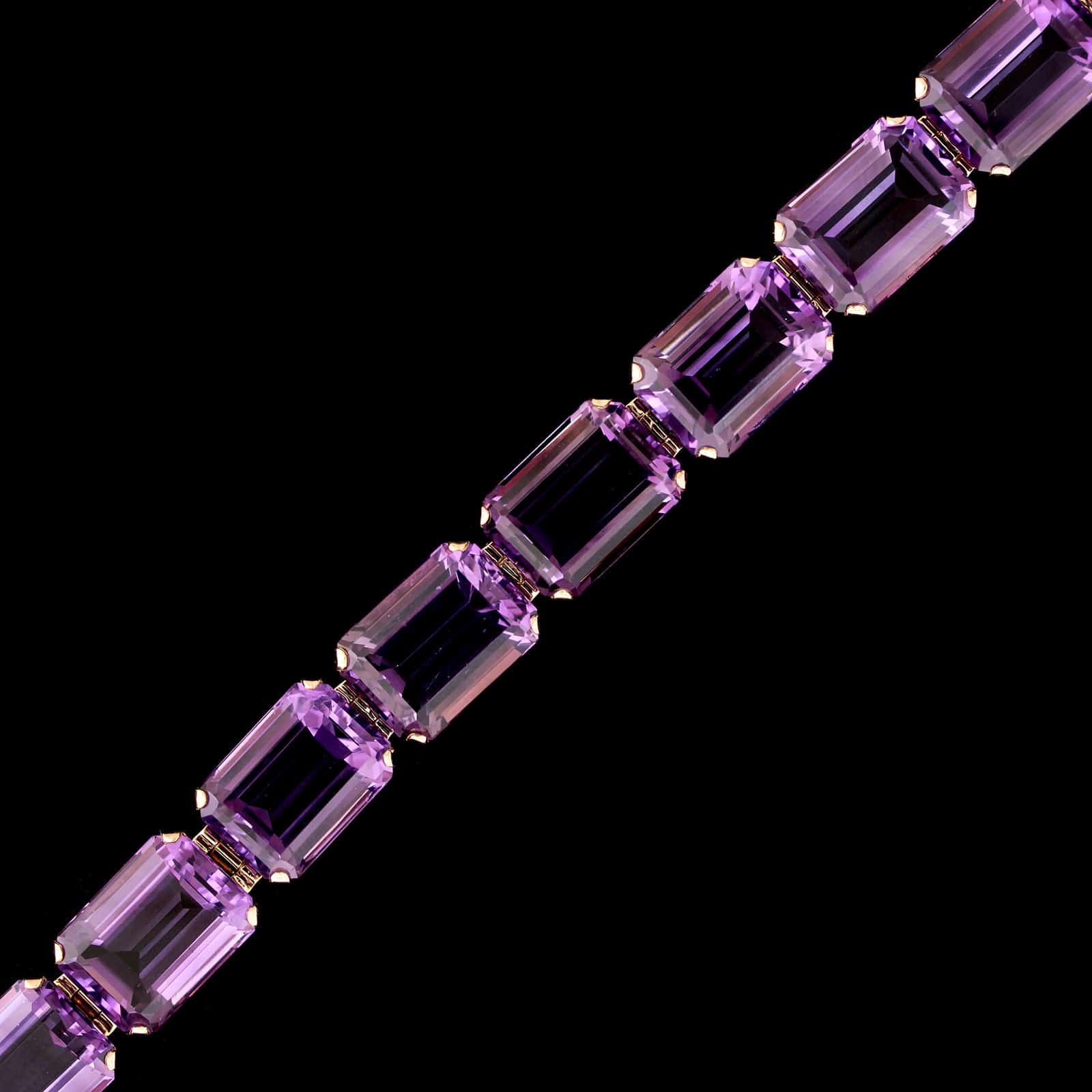 Retro 14K Rose Gold Estate Amethyst Bracelet