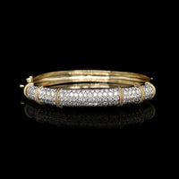 18K Two-tone Gold Estate Diamond Pave Bangle Bracelet