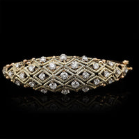 14K Yellow Gold Estate Diamond Dome Bangle Bracelet