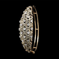 14K Yellow Gold Estate Diamond Dome Bangle Bracelet