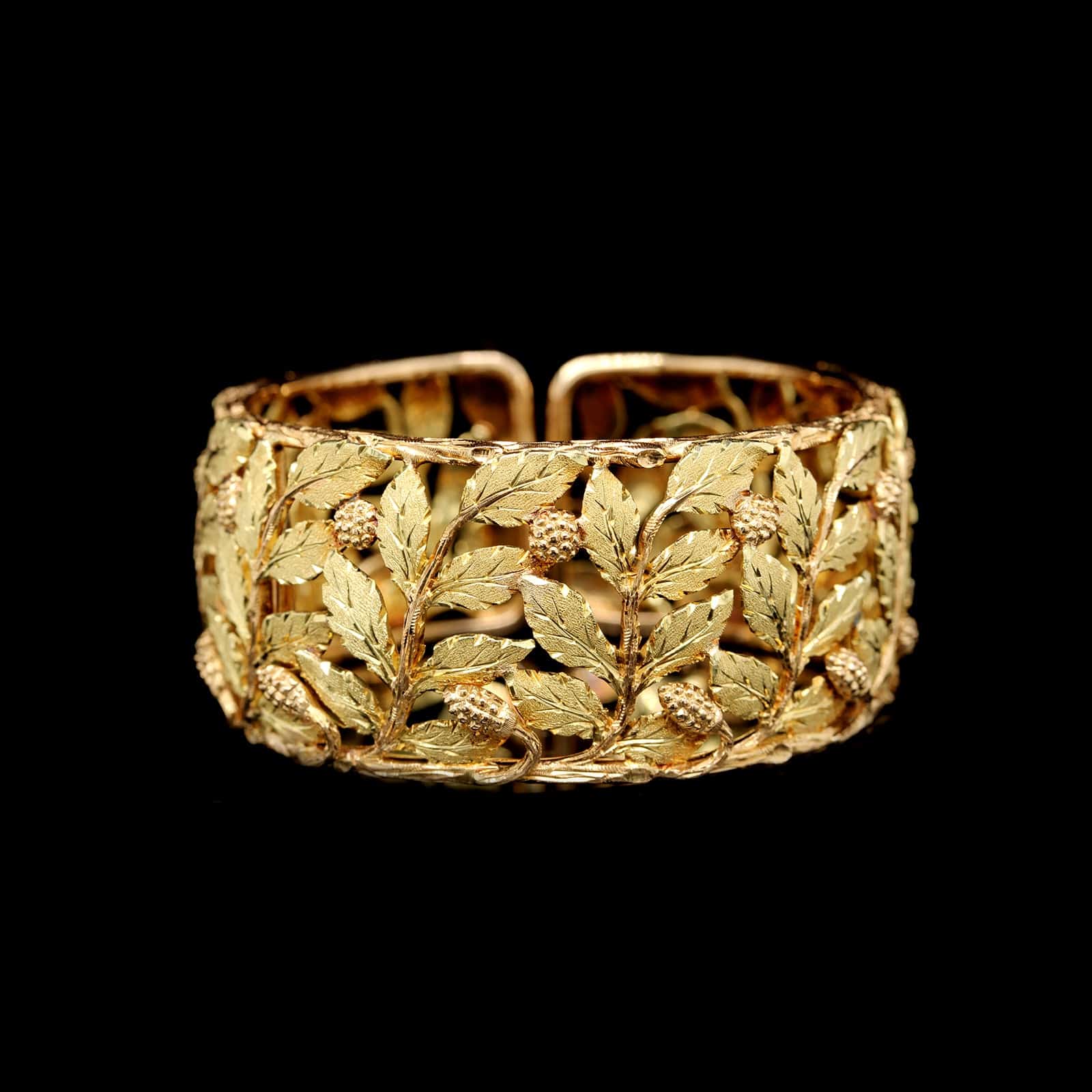 Buccellati 18K Yellow Gold Estate Leaf Cuff Bracelet
