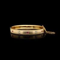 14K Yellow Gold Estate Ruby and Diamond Bangle Bracelet