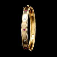 14K Yellow Gold Estate Ruby and Diamond Bangle Bracelet