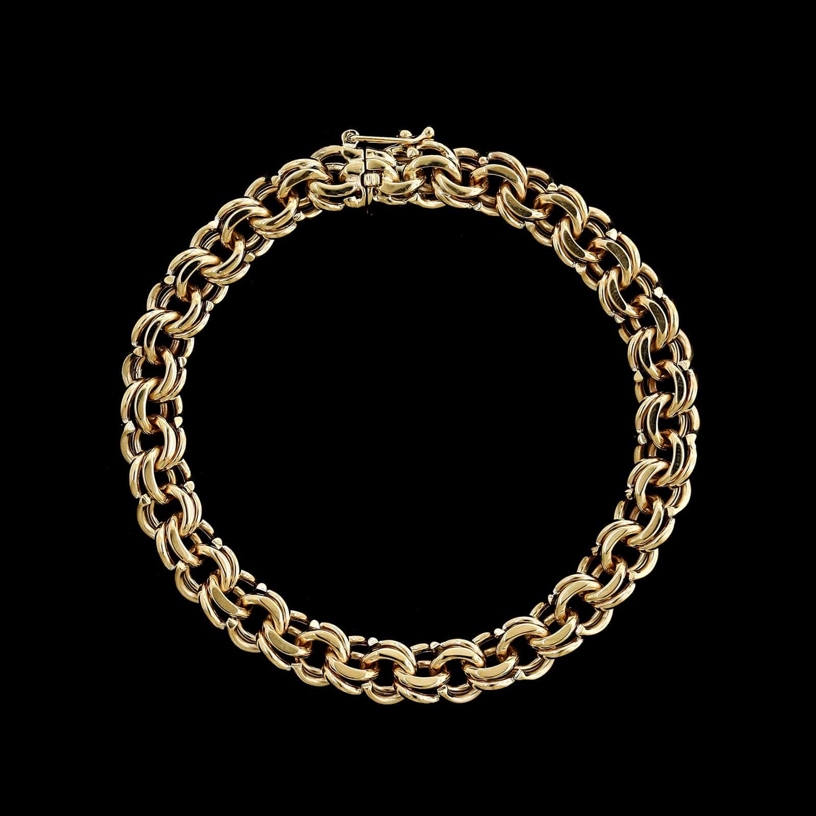 14K Yellow Gold Estate Double Link Charm Bracelet