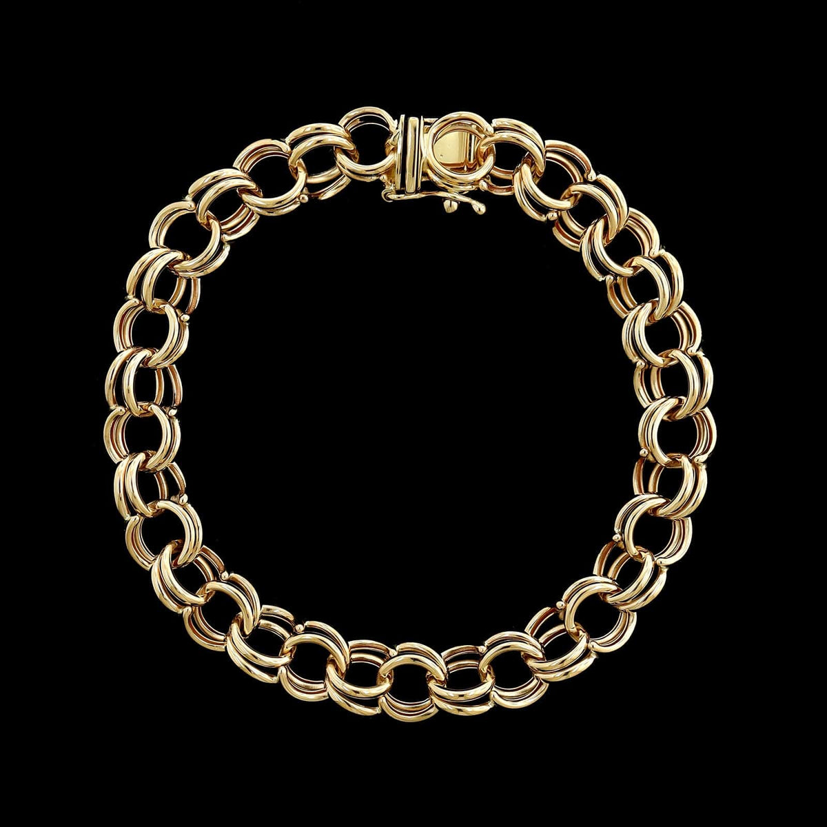 14K Yellow Gold Estate Double Link Charm Bracelet