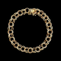 14K Yellow Gold Estate Double Link Charm Bracelet