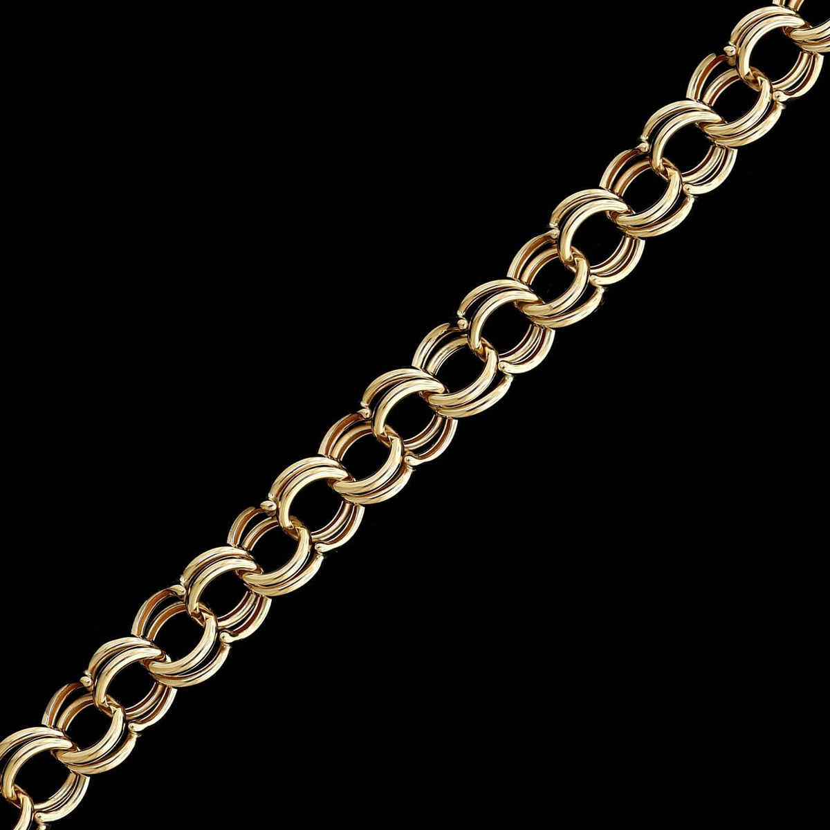 14K Yellow Gold Estate Double Link Charm Bracelet