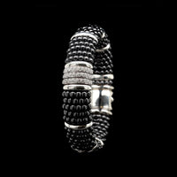Lagos Sterling Silver Estate Black Ceramic and Diamond Caviar Bracelet