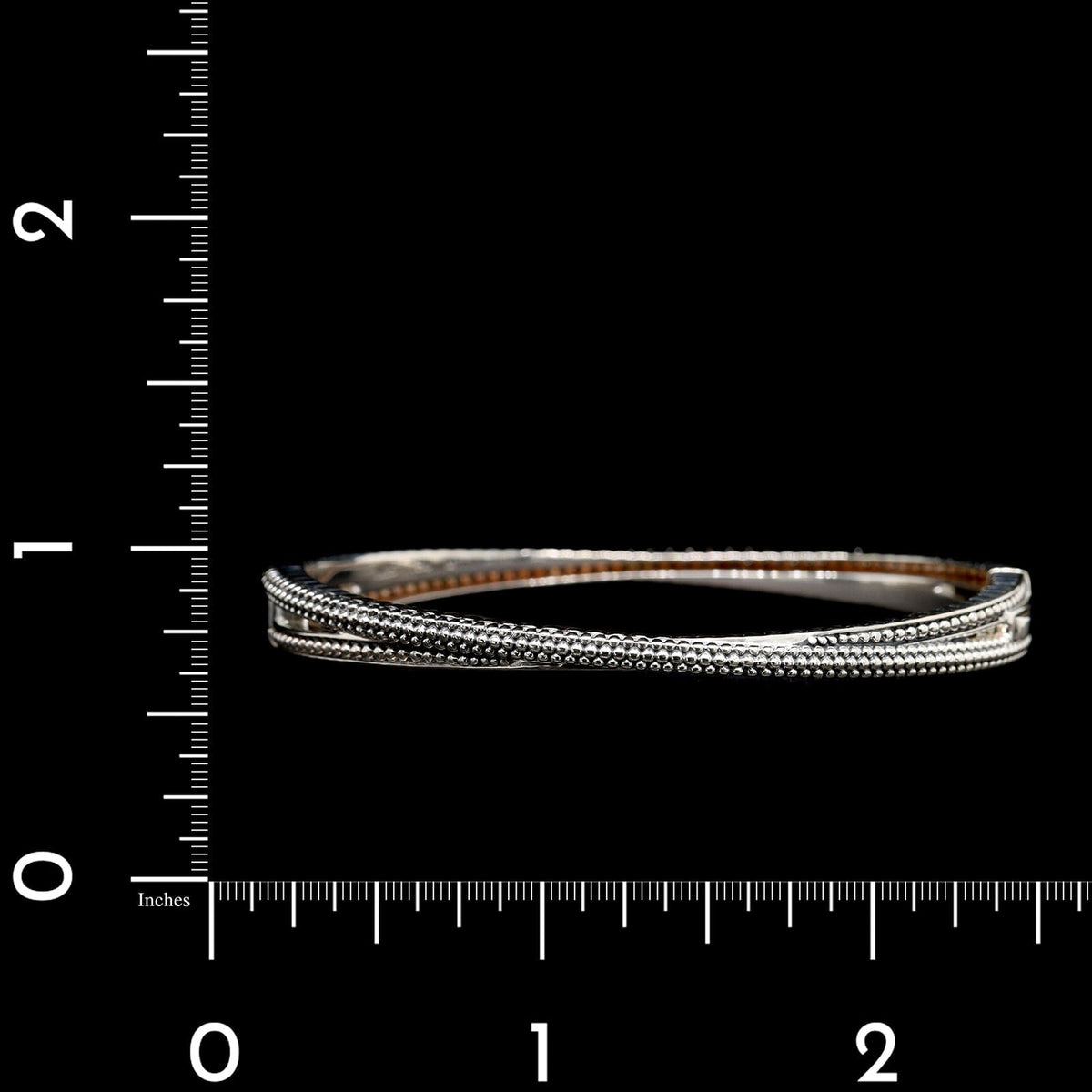 Lagos Sterling Silver and 18K Yellow Gold Estate Caviar Diamond Bangle