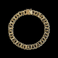 14K Yellow Gold Estate Double Link Charm Bracelet