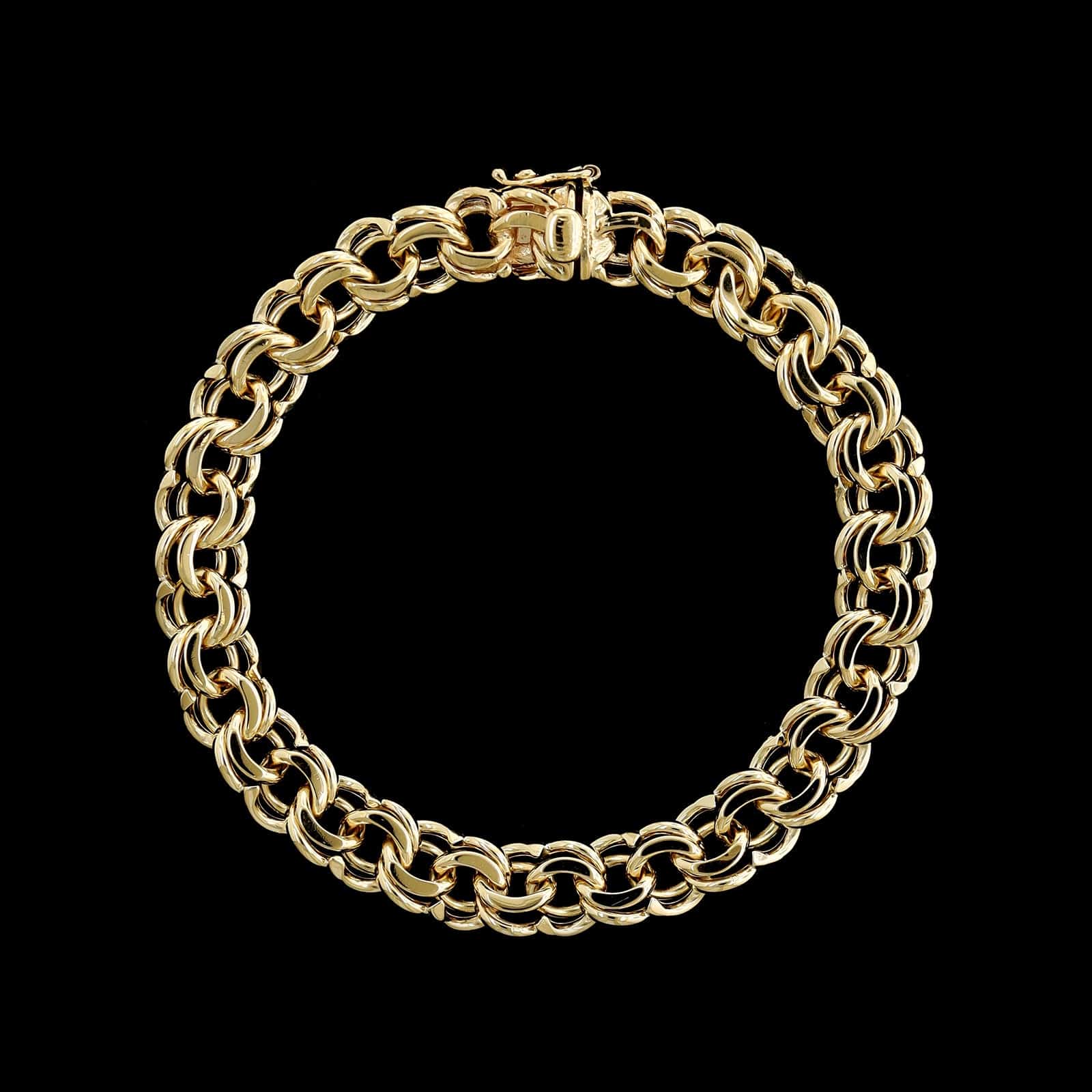 14K Yellow Gold Estate Double Link Charm Bracelet