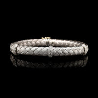 18K White Gold Estate Woven Diamond Bracelet