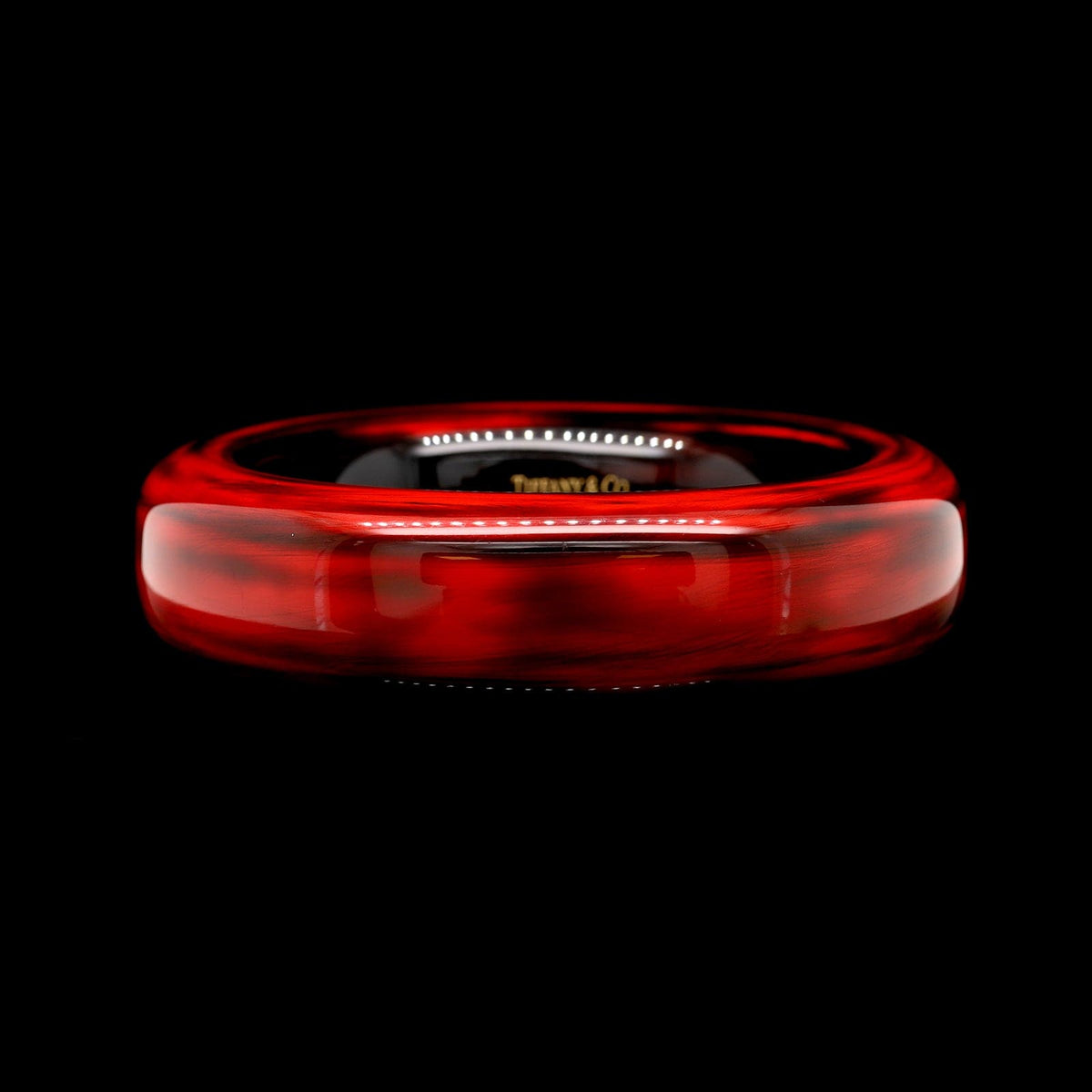 Tiffany & Co. Elsa Peretti Laquer Red and Black Over Japanese Hardwood Bangle