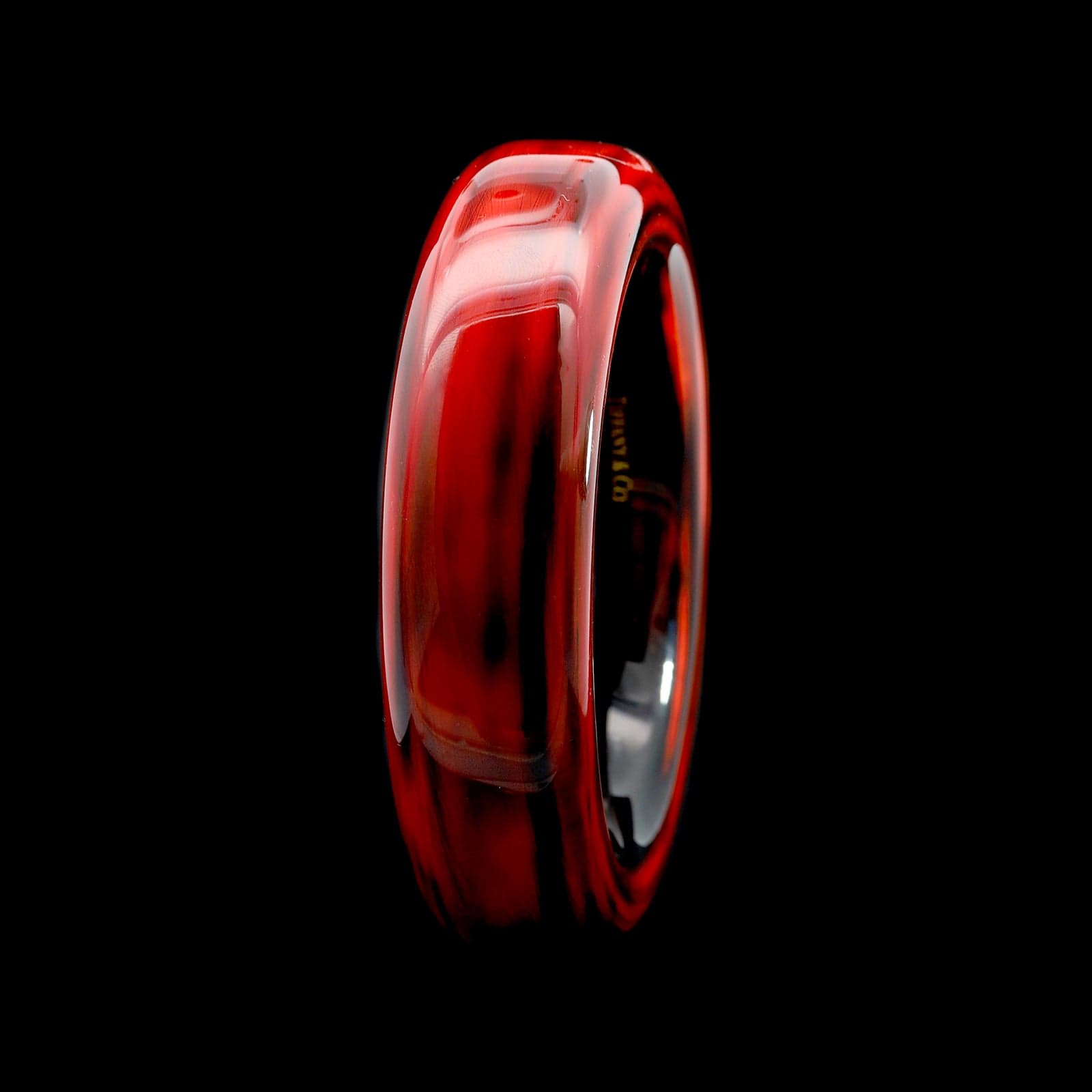 Tiffany & Co. Elsa Peretti Laquer Red and Black Over Japanese Hardwood Bangle