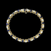 14K Yellow Gold Estate Sapphire and Diamond Bracelet