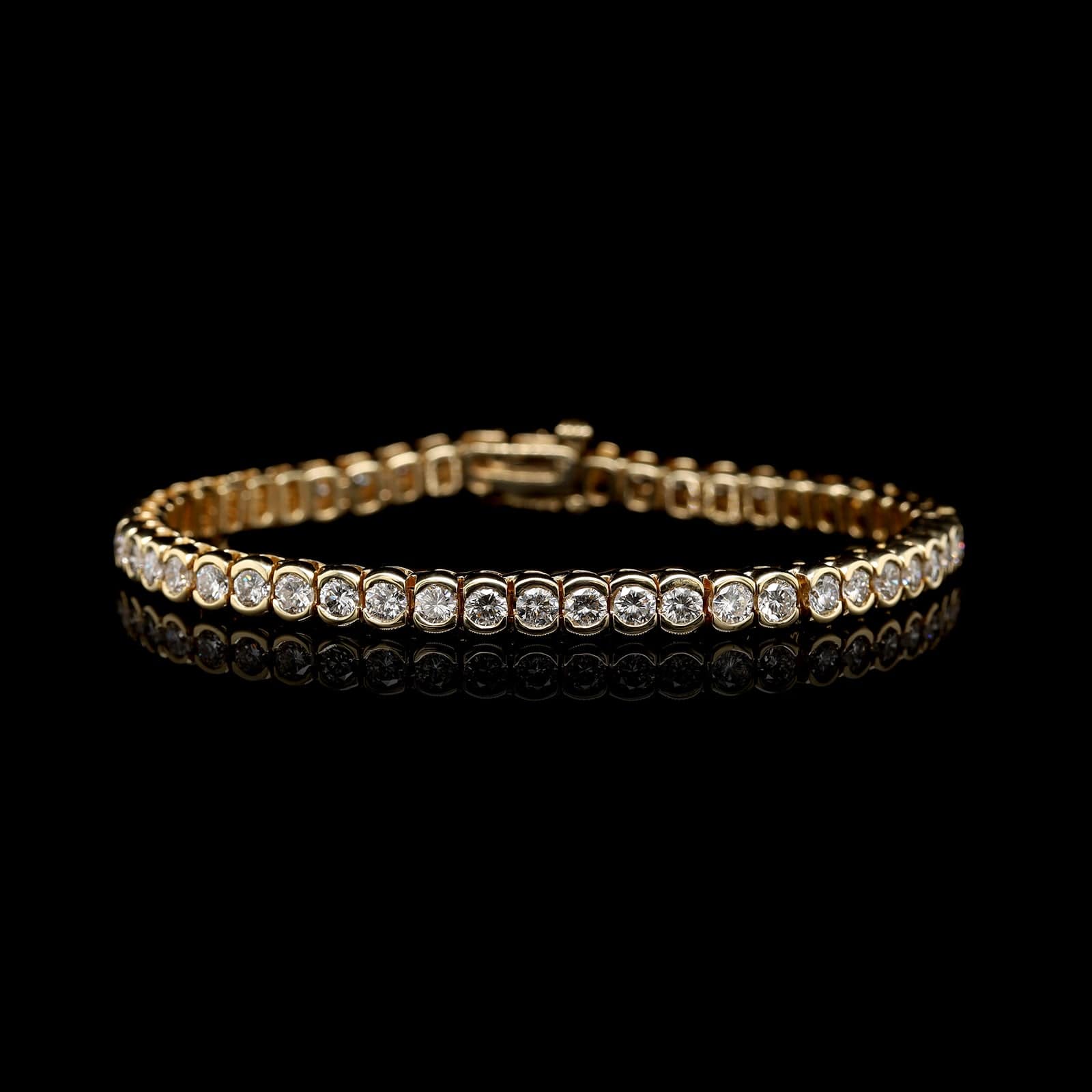 14K Yellow Gold Estate Diamond Tennis Bracelet