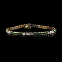 14K Two-tone Gold Estate Emerald and Diamond Bracelet