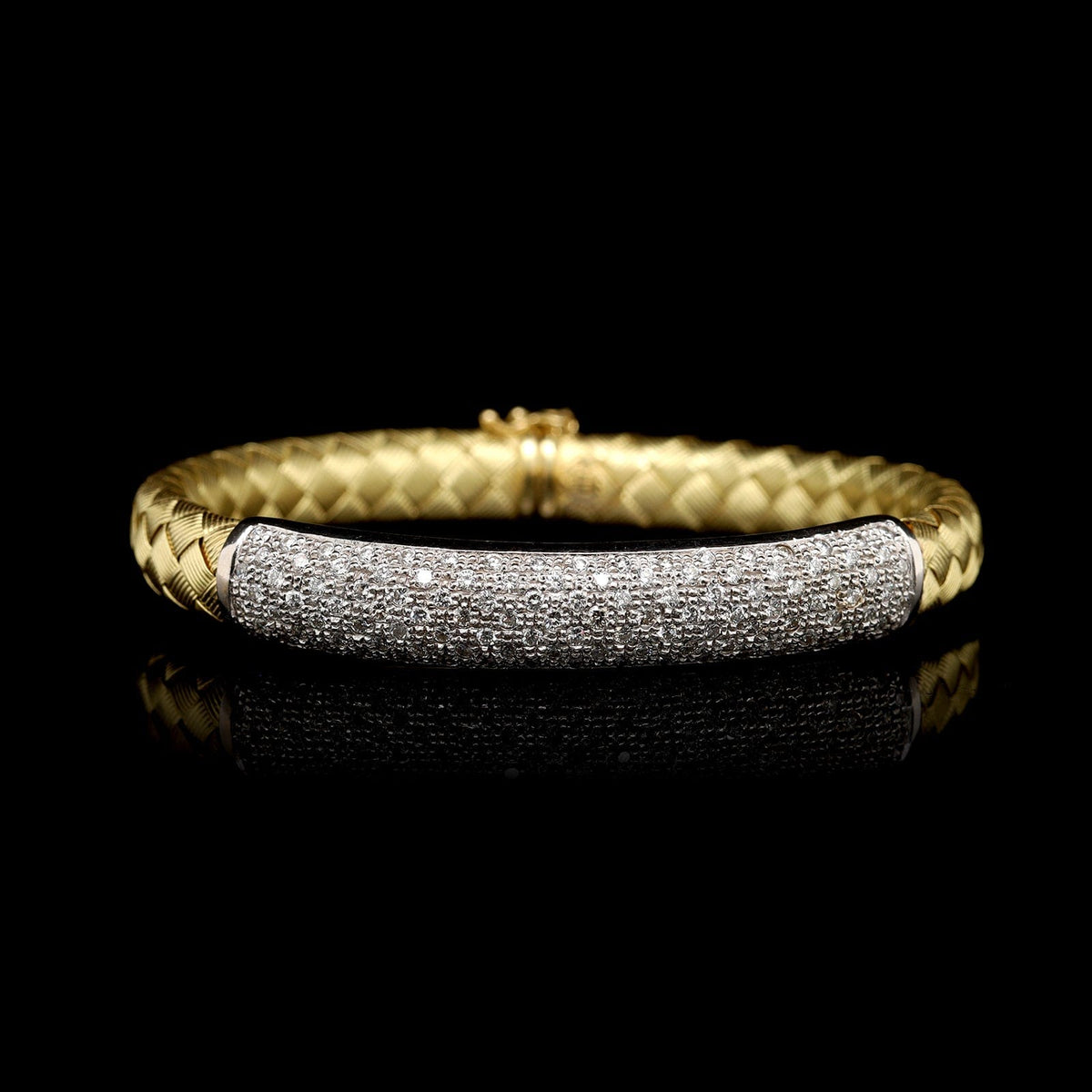 18K Two-tone Gold Estate Woven Diamond Bracelet