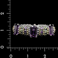 Lagos Sterling Silver and 18K Yellow Gold Estate Caviar Amethyst and Peridot Bracelet