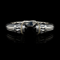 Lagos Sterling Silver and 18K Yellow Gold Estate Caviar Onyx Bangle