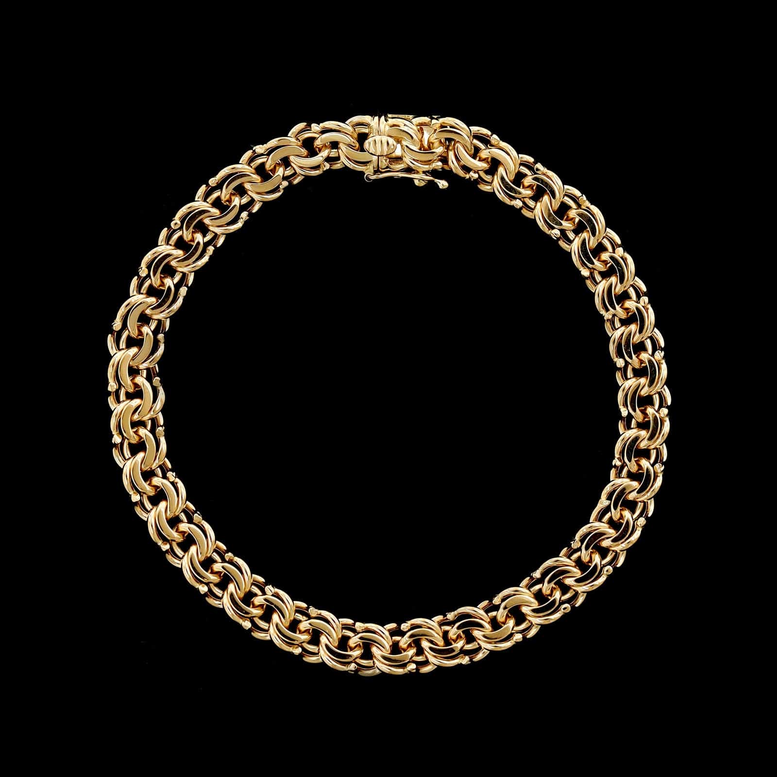 18K Yellow Gold Estate Double Link Charm Bracelet