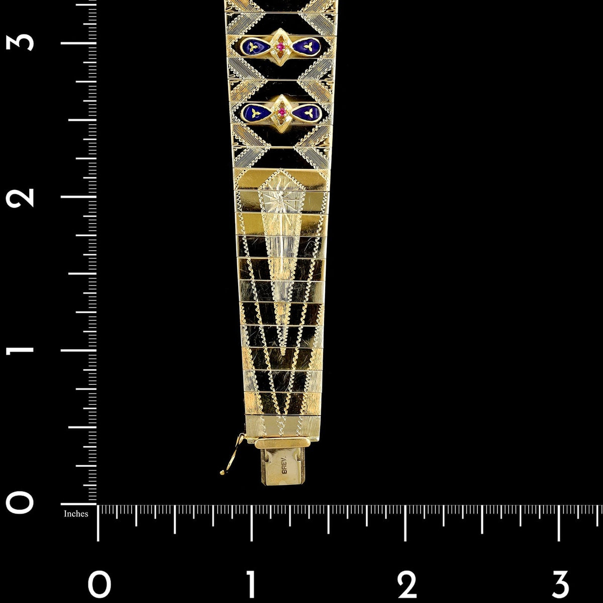 18K Two-tone Gold Estate Ruby and Enamel Bracelet