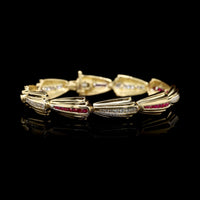 18K Yellow Gold Estate Ruby and Diamond Bracelet