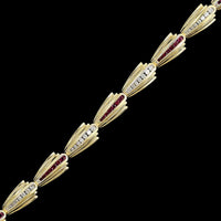 18K Yellow Gold Estate Ruby and Diamond Bracelet