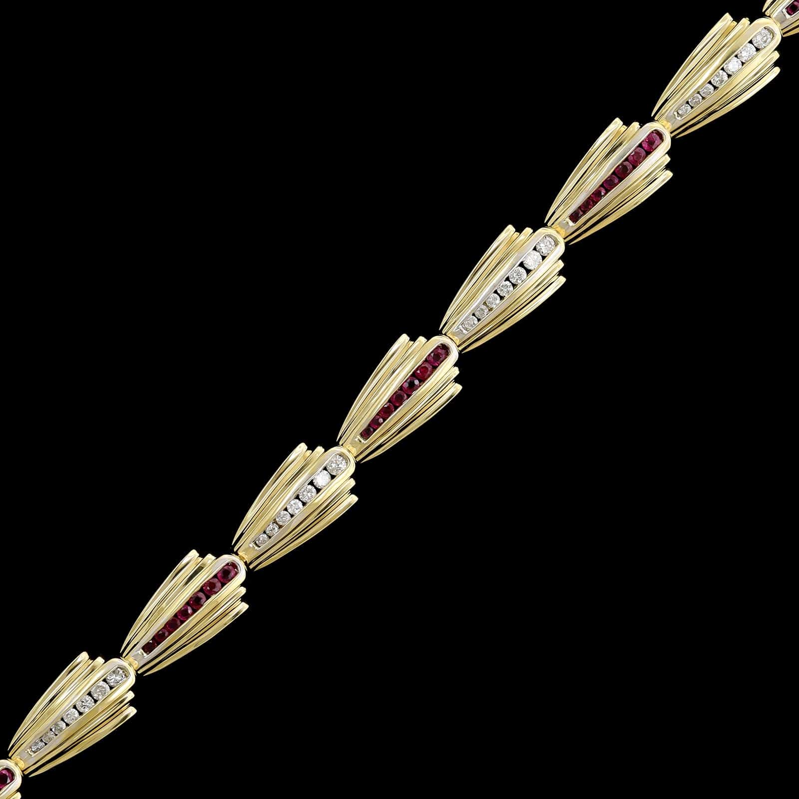 18K Yellow Gold Estate Ruby and Diamond Bracelet