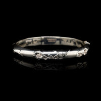 Tiffany & Co. Sterling Silver Estate Nature Rose Hinged Bangle Bracelet