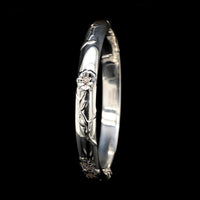 Tiffany & Co. Sterling Silver Estate Nature Rose Hinged Bangle Bracelet