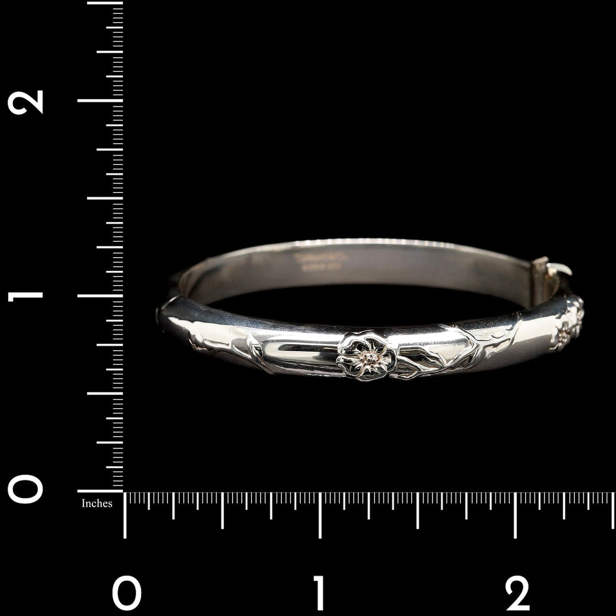 Tiffany & Co. Sterling Silver Estate Nature Rose Hinged Bangle Bracelet