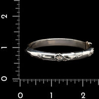 Tiffany & Co. Sterling Silver Estate Nature Rose Hinged Bangle Bracelet