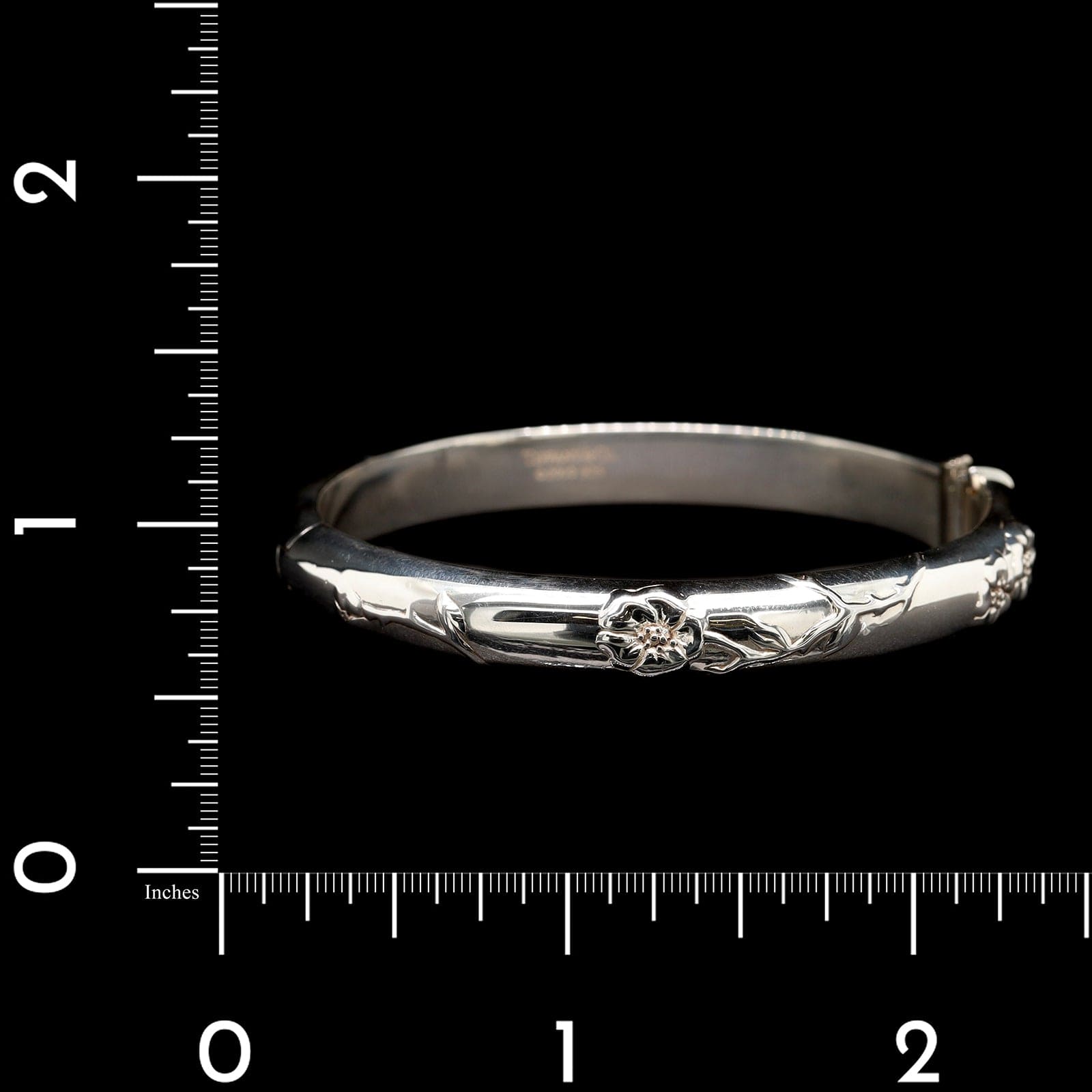 Tiffany & Co. Sterling Silver Estate Nature Rose Hinged Bangle Bracelet