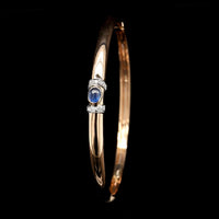 18K Rose Gold Estate Sapphire and Diamond Bangle Bracelet