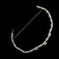 Vintage 14K White Gold Estate Filigree Onyx and Diamond Bracelet