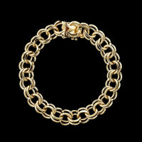 14K Yellow Gold Estate Double Link Charm Bracelet