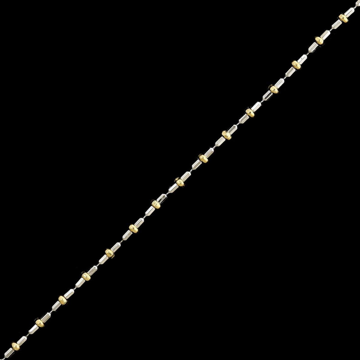 14K Two-tone Gold Estate Beaded Anklet
