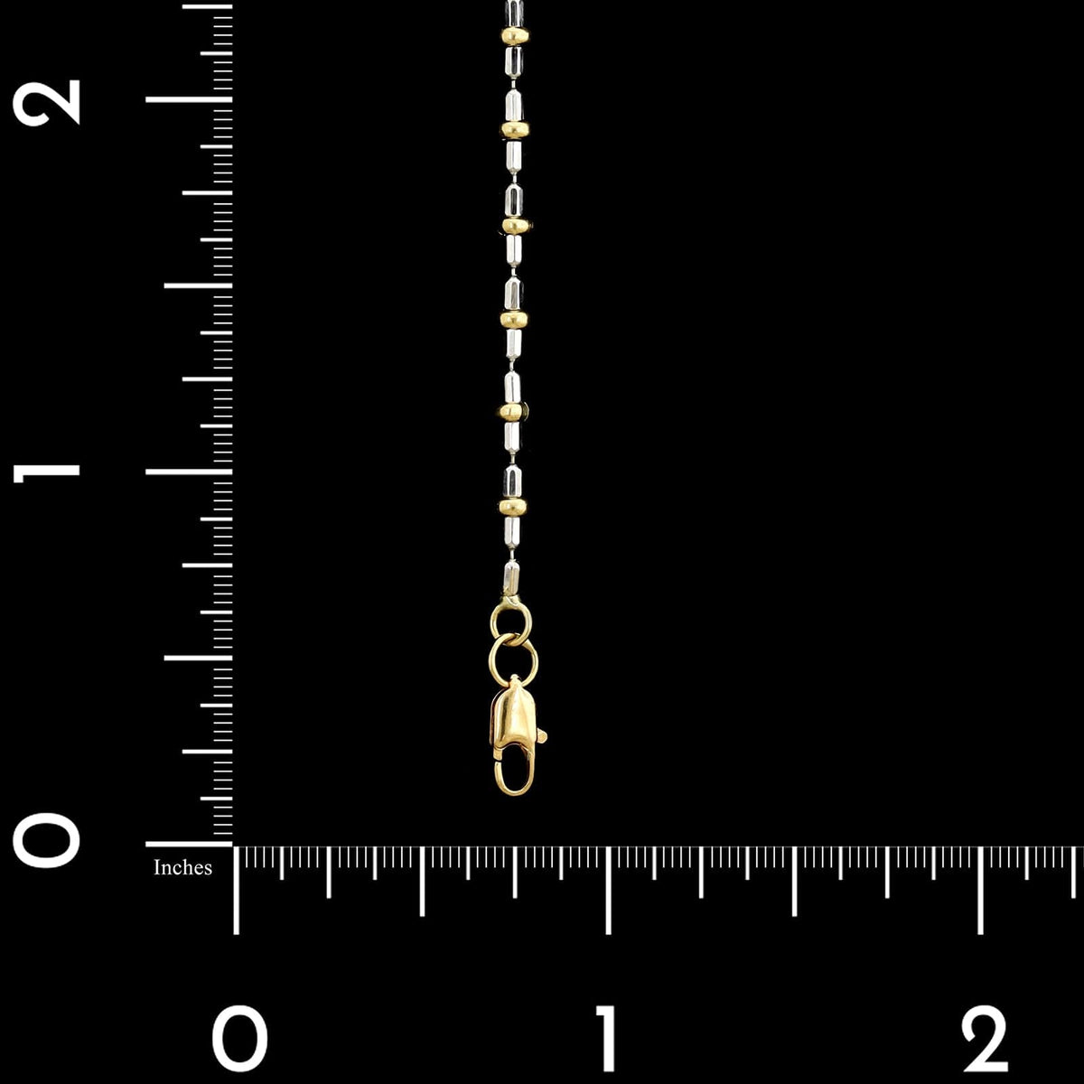 14K Two-tone Gold Estate Beaded Anklet