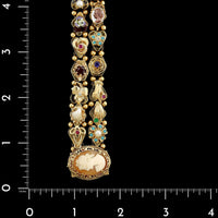 Vintage 14K Yellow Gold Estate Gem-set Two Row Slide Charm Bracelet