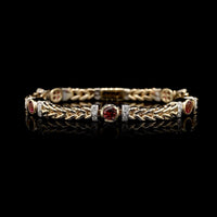 14K Two-tone Gold Estate Pink Tourmaline and Diamond Bracelet