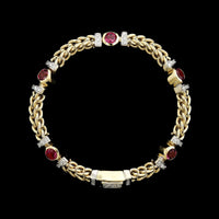 14K Two-tone Gold Estate Pink Tourmaline and Diamond Bracelet