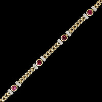 14K Two-tone Gold Estate Pink Tourmaline and Diamond Bracelet