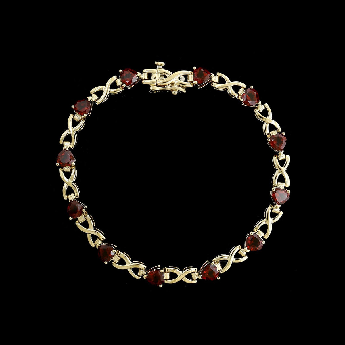 14K Yellow Gold Estate Garnet Bracelet