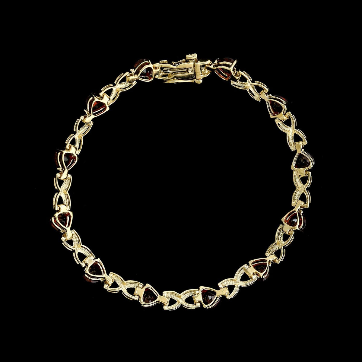 14K Yellow Gold Estate Garnet Bracelet