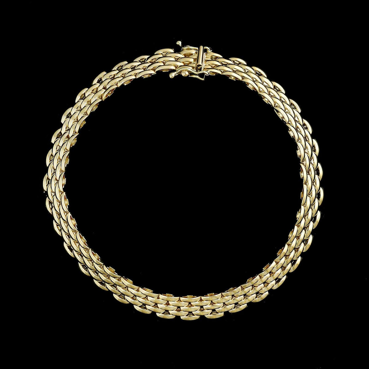 14K Yellow Gold Estate Five Row Panther Link Bracelet