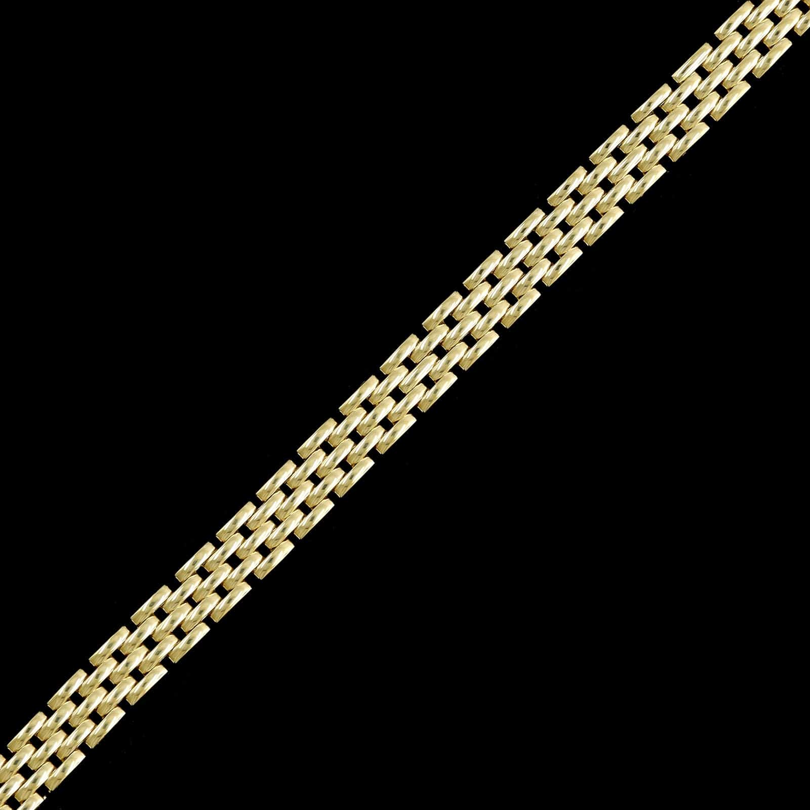 14K Yellow Gold Estate Five Row Panther Link Bracelet