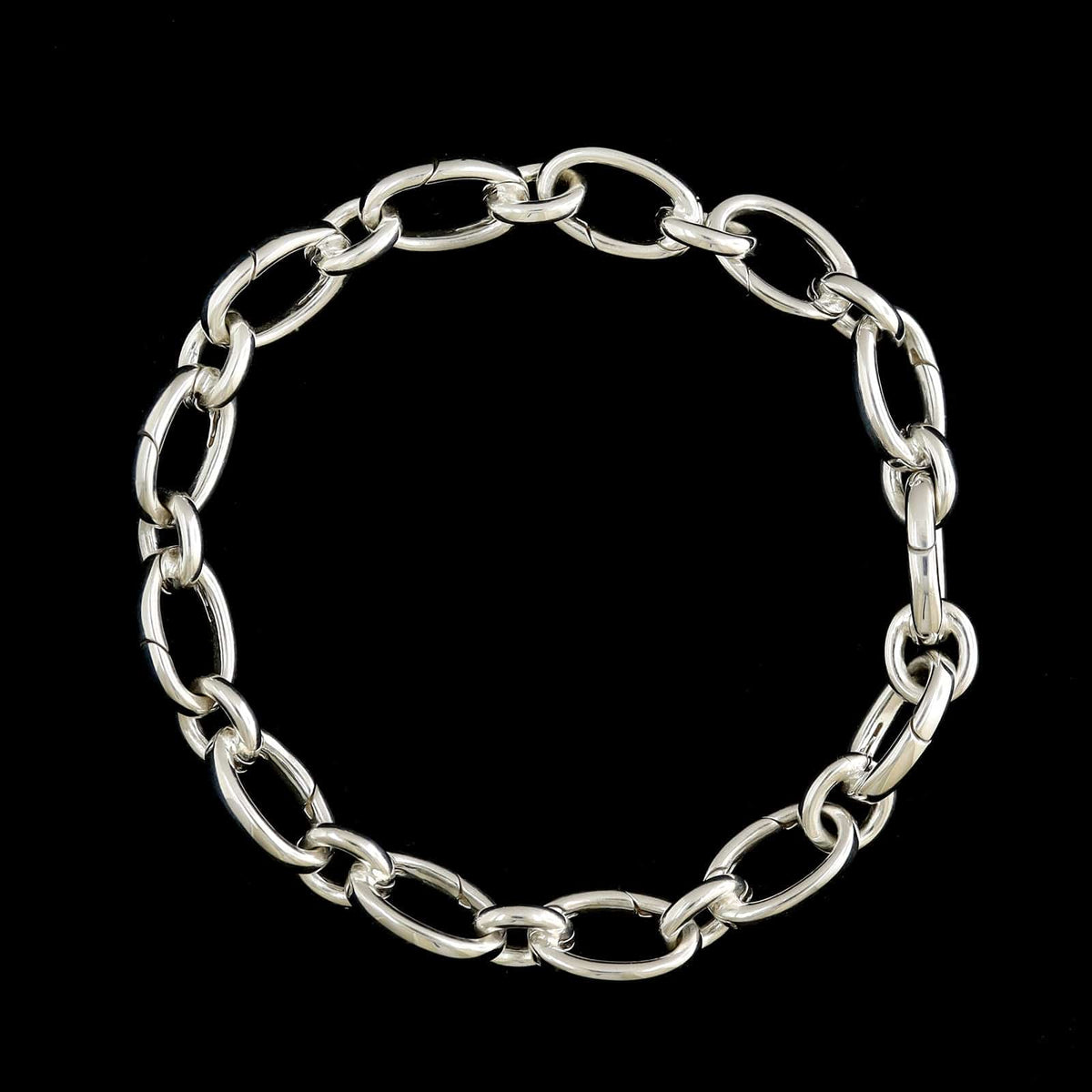 Tiffany & Co. Sterling Silver Estate Oval Clasping Link Charm Bracelet