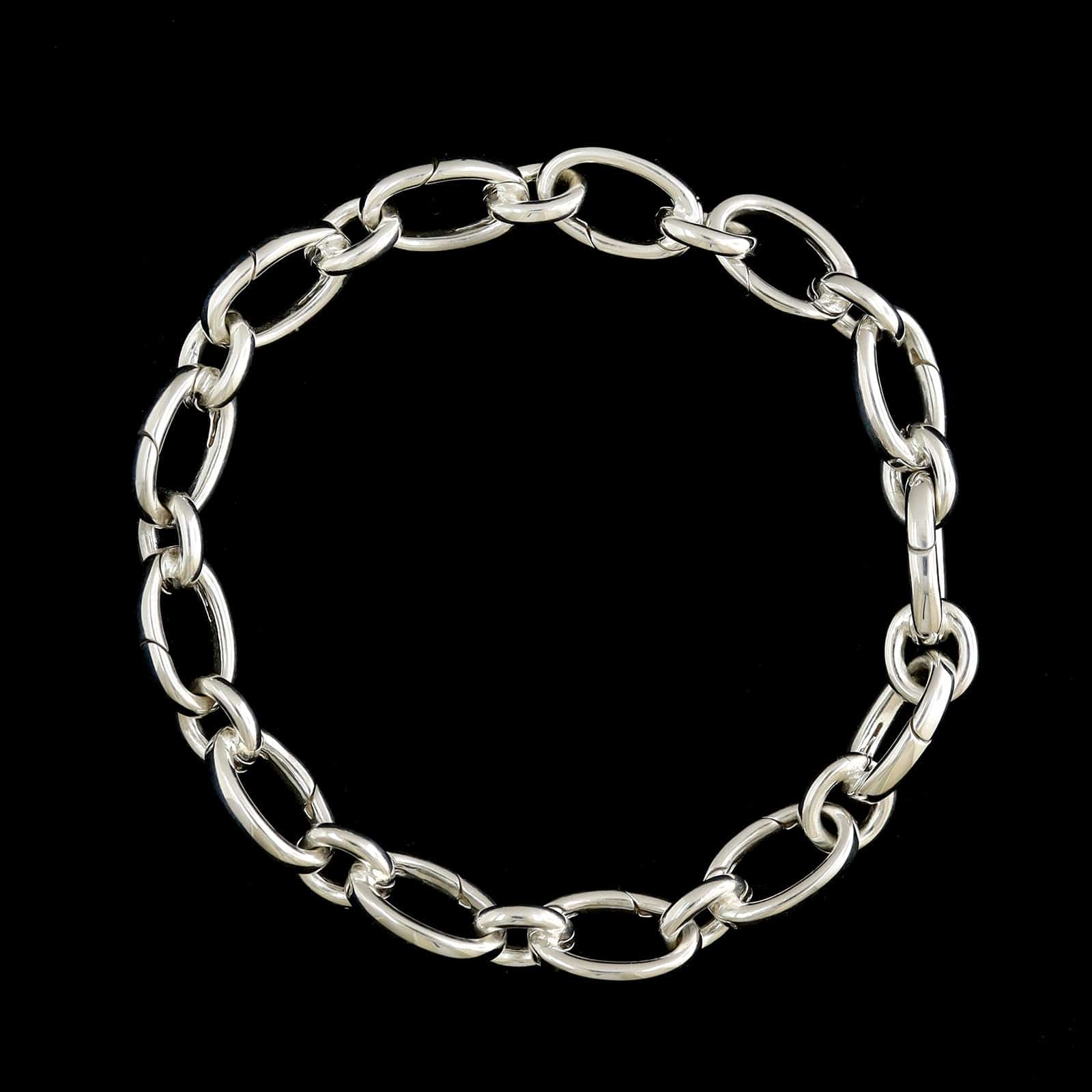 Tiffany & Co. Sterling Silver Estate Oval Clasping Link Charm Bracelet